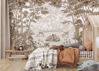 Enchanted Woodland Animal Forest Scene Wall Mural