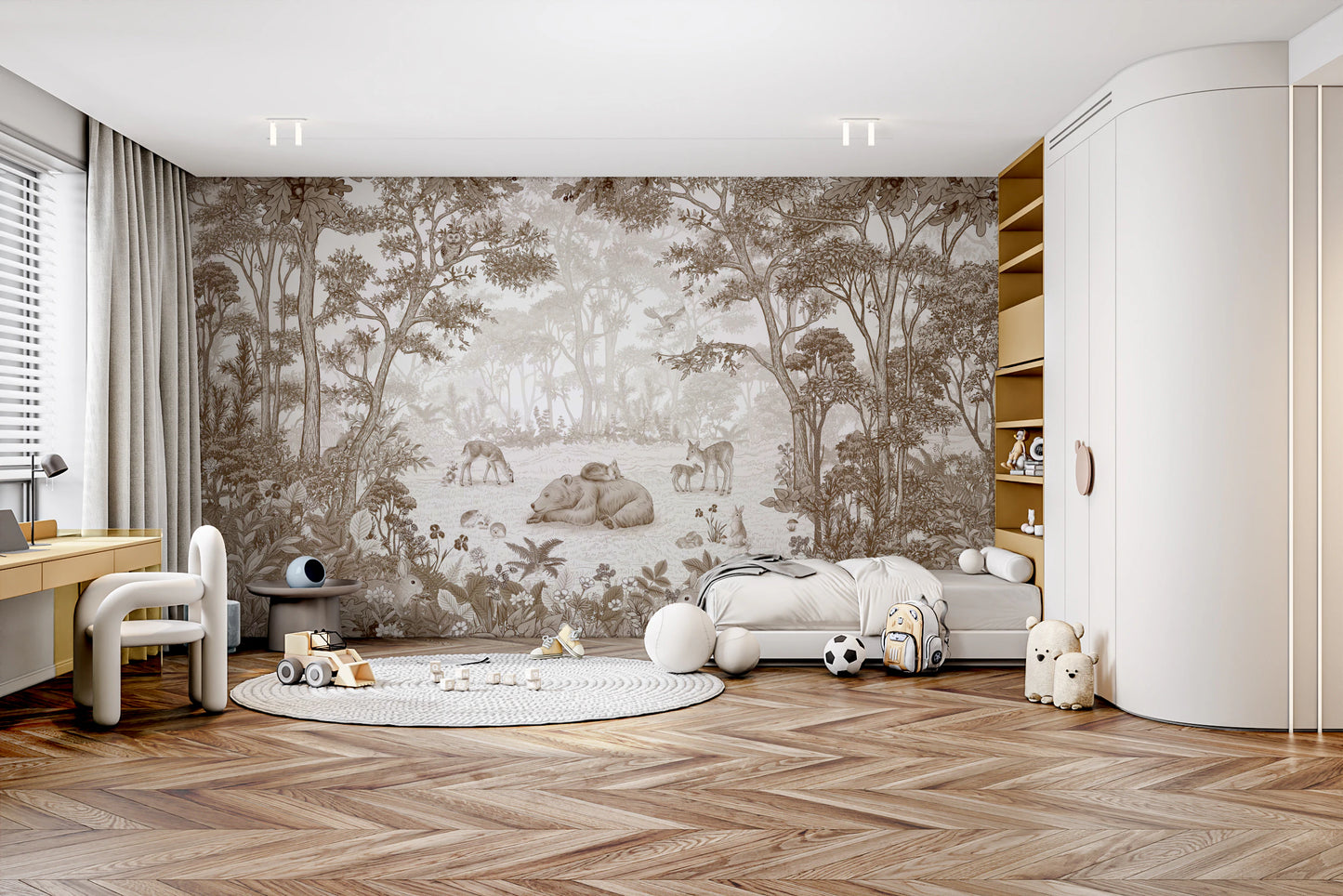 Enchanted Woodland Animal Forest Scene Wall Mural