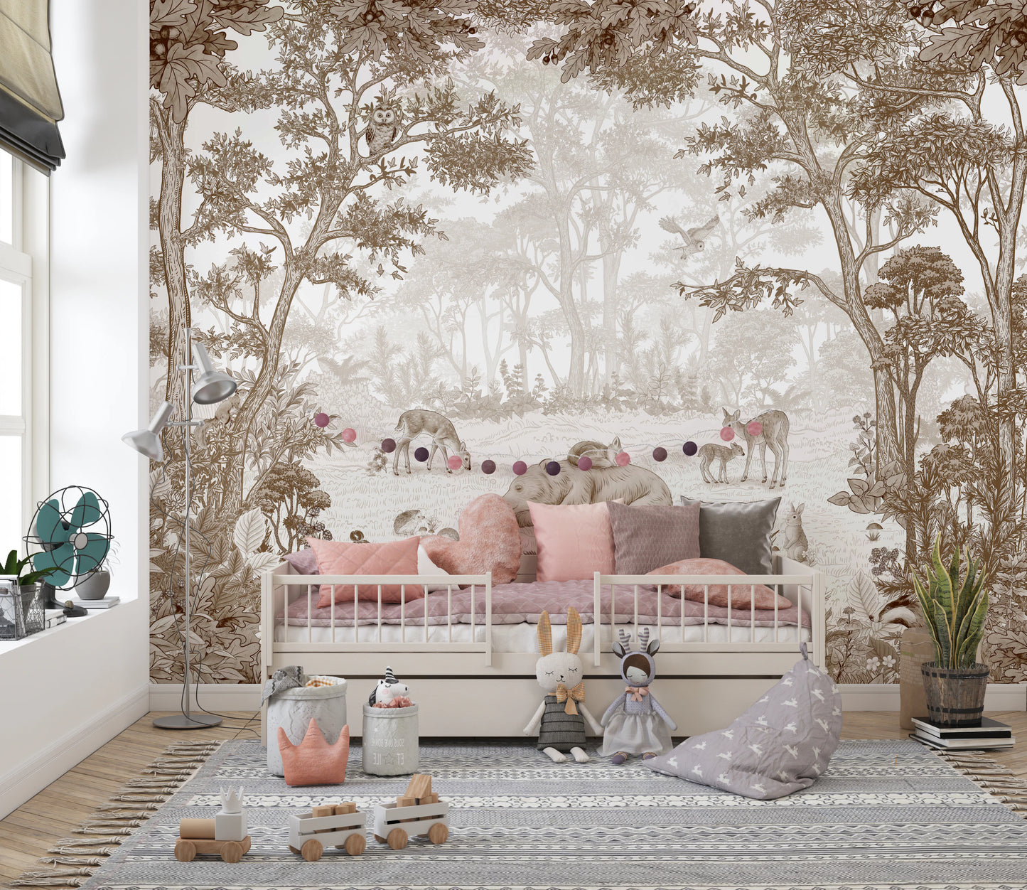 Enchanted Woodland Animal Forest Scene Wall Mural