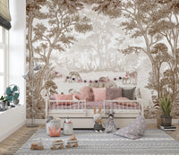 Enchanted Woodland Animal Forest Scene Wall Mural