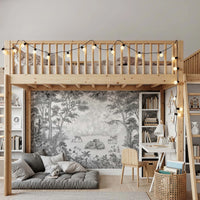 Monochrome Woodland Animals Forest Scene Wallpaper Wall Mural