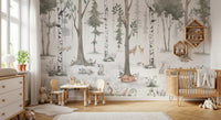 Whimsical Forest Friends Watercolor Wall Mural Wall Mural