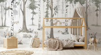Whimsical Forest Friends Watercolor Wall Mural Wall Mural