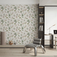 Whimsical Ponies and Trees Hand-Painted Botanical Wallpaper Wallpaper⁠