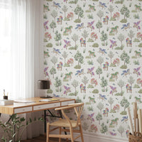 Enchanted Unicorn Woodland Garden Seamless Wallpaper Wallpaper⁠