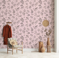 Whimsical Unicorn Forest Fantasy Pink Wallpaper Wallpaper⁠