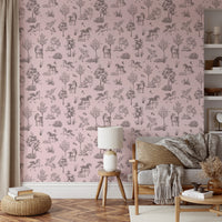 Whimsical Unicorn Forest Fantasy Pink Wallpaper Wallpaper⁠