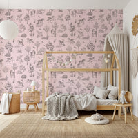 Whimsical Unicorn Forest Fantasy Pink Wallpaper Wallpaper⁠