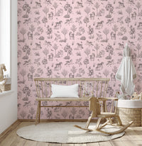 Whimsical Unicorn Forest Fantasy Pink Wallpaper Wallpaper⁠