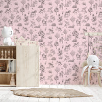 Whimsical Unicorn Forest Fantasy Pink Wallpaper Wallpaper⁠