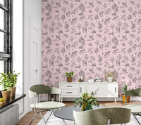 Whimsical Unicorn Forest Fantasy Pink Wallpaper Wallpaper⁠