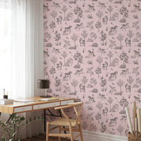 Whimsical Unicorn Forest Fantasy Pink Wallpaper Wallpaper⁠