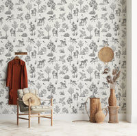 Whimsical Unicorn and Butterfly Woodland Pattern Wallpaper⁠
