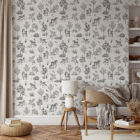 Whimsical Unicorn and Butterfly Woodland Pattern Wallpaper⁠