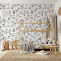 Whimsical Unicorn and Butterfly Woodland Pattern Wallpaper⁠