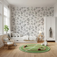 Whimsical Unicorn and Butterfly Woodland Pattern Wallpaper⁠