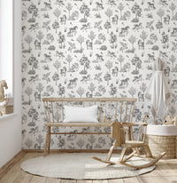 Whimsical Unicorn and Butterfly Woodland Pattern Wallpaper⁠