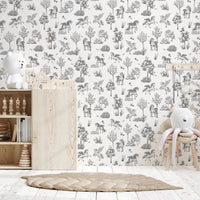Whimsical Unicorn and Butterfly Woodland Pattern Wallpaper⁠