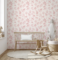 Magical Unicorn Forest Blush Pink Wallpaper Wallpaper⁠