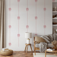 Delicate Pink Ribbon Vertical Stripe Wallpaper Wallpaper⁠