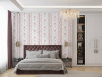 Delicate Pink Ribbon and Floral Stripe Wallpaper Wallpaper⁠