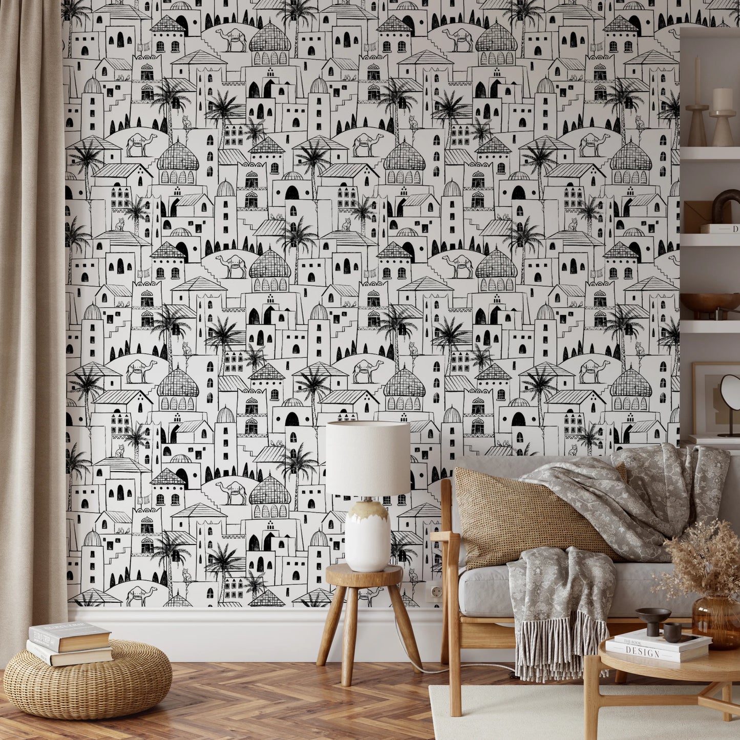Hand Drawn Desert Cityscape Sketch Wallpaper Wallpaper⁠
