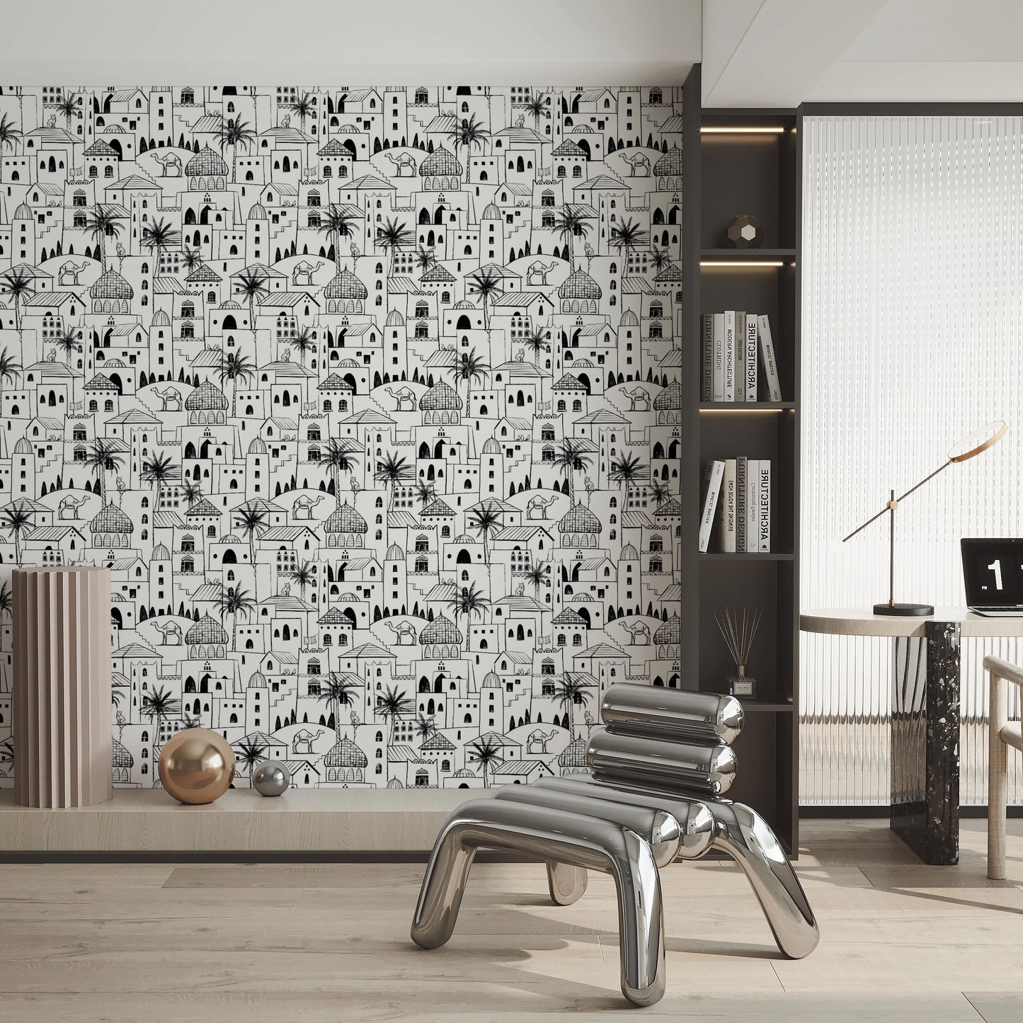 Hand Drawn Desert Cityscape Sketch Wallpaper Wallpaper⁠