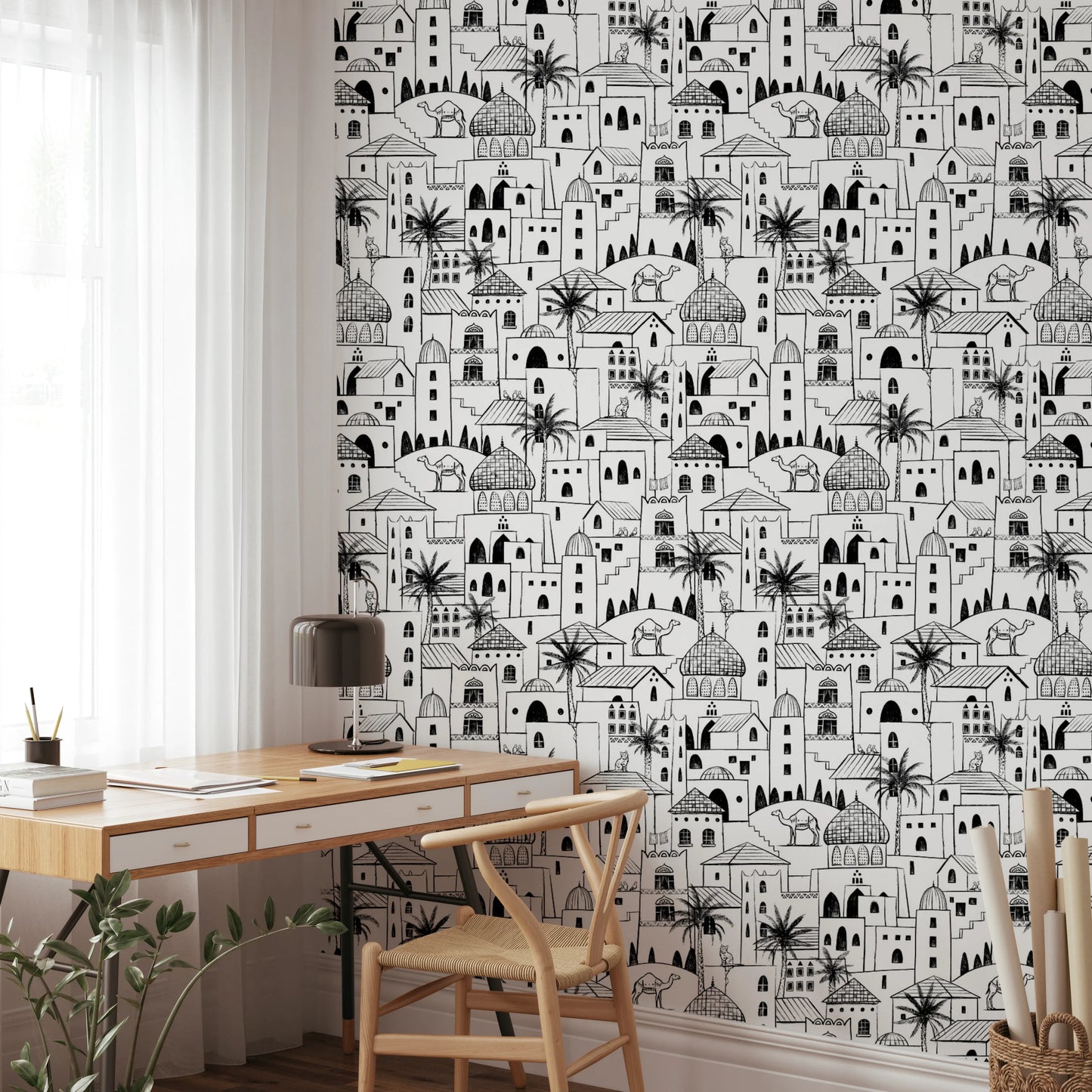 Hand Drawn Desert Cityscape Sketch Wallpaper Wallpaper⁠
