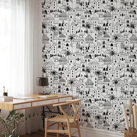 Hand Drawn Desert Cityscape Sketch Wallpaper Wallpaper⁠