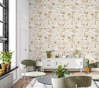 Golden Oasis Desert City Hand Drawn Wallpaper Wallpaper⁠