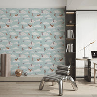 Whimsical Woodland Friends Floating in Soft Clouds Wallpaper⁠
