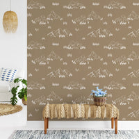Minimalist Hand Drawn Mountain Forest Scene Wallpaper⁠