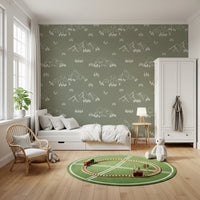 Serene Hand Drawn Mountain Forest Landscape Wallpaper⁠
