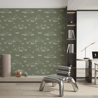 Serene Hand Drawn Mountain Forest Landscape Wallpaper⁠