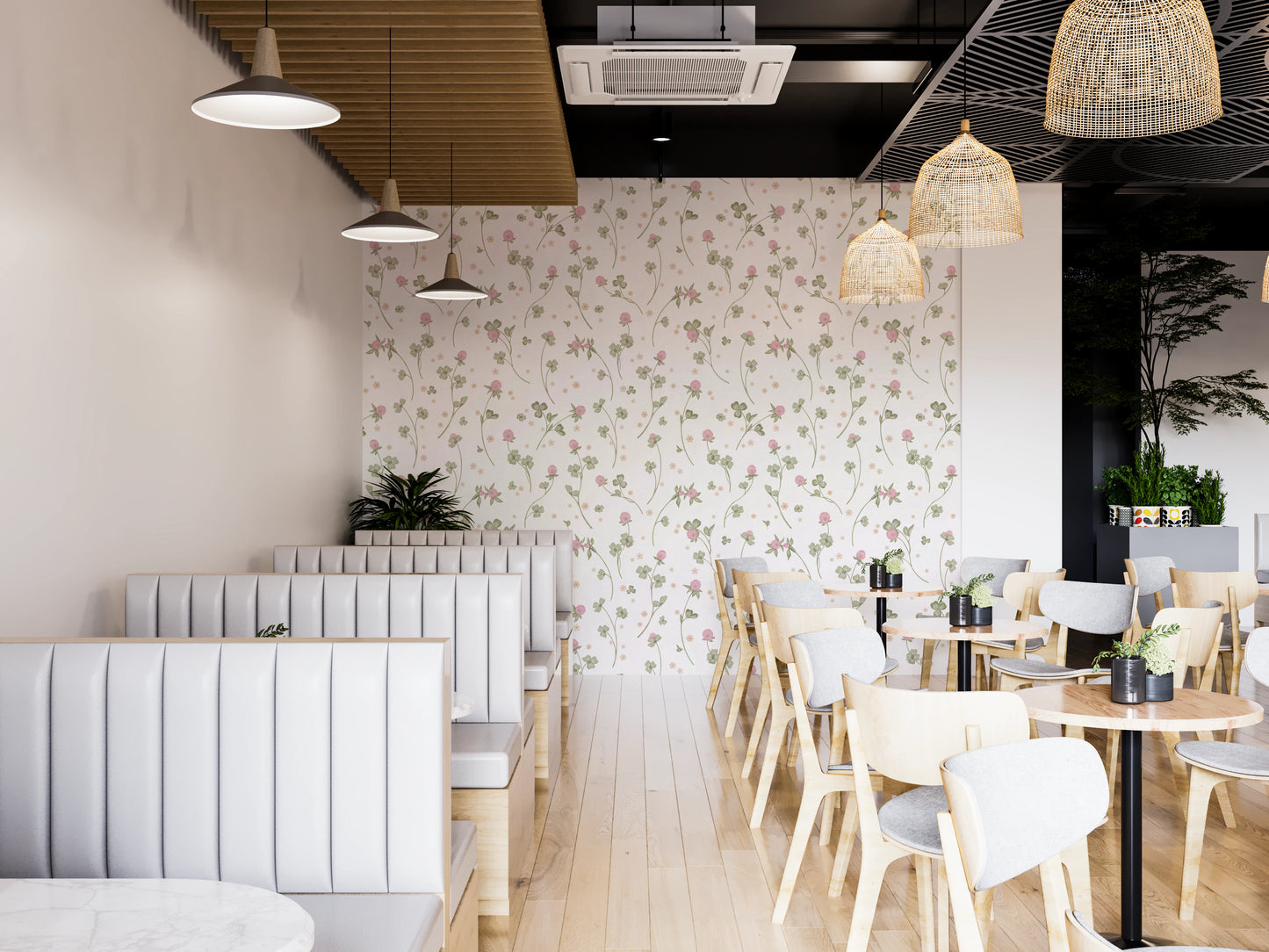 Delicate Meadow Clover Floral Botanical Wallpaper Wallpaper⁠
