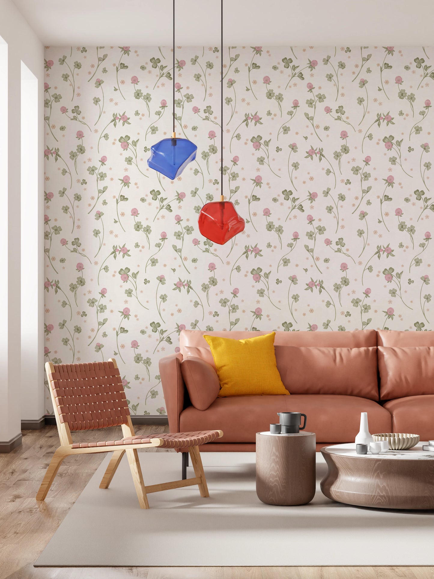 Delicate Meadow Clover Floral Botanical Wallpaper Wallpaper⁠