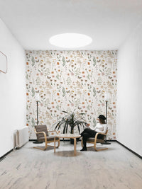 Boho Wildflower Meadow Watercolor Floral Print Wallpaper⁠