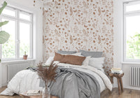 Rustic Earthy Wildflower and Butterfly Botanical Wallpaper Wallpaper⁠