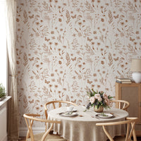 Rustic Earthy Wildflower and Butterfly Botanical Wallpaper Wallpaper⁠