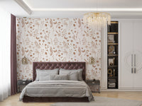 Rustic Earthy Wildflower and Butterfly Botanical Wallpaper Wallpaper⁠