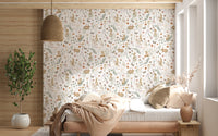 Enchanted Woodland Rabbit and Wildflower Meadow Scene Wallpaper⁠