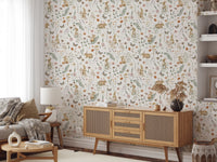 Enchanted Woodland Rabbit and Wildflower Meadow Scene Wallpaper⁠