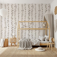 Rustic Birch Tree Forest Pattern Wallpaper⁠