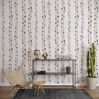 Rustic Birch Tree Forest Pattern Wallpaper⁠