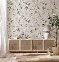 Magical Garden Fairy Mouse and Flower Print Wallpaper⁠