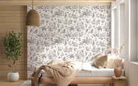 Charming Woodland Animals Line Art Wallpaper Wallpaper⁠