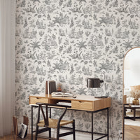 Charming Woodland Animals Line Art Wallpaper Wallpaper⁠