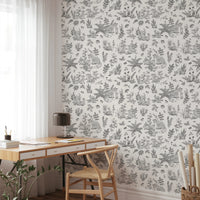 Charming Woodland Animals Line Art Wallpaper Wallpaper⁠
