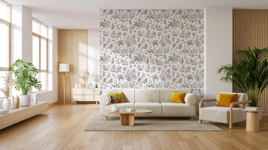 Charming Woodland Animals Line Art Wallpaper Wallpaper⁠