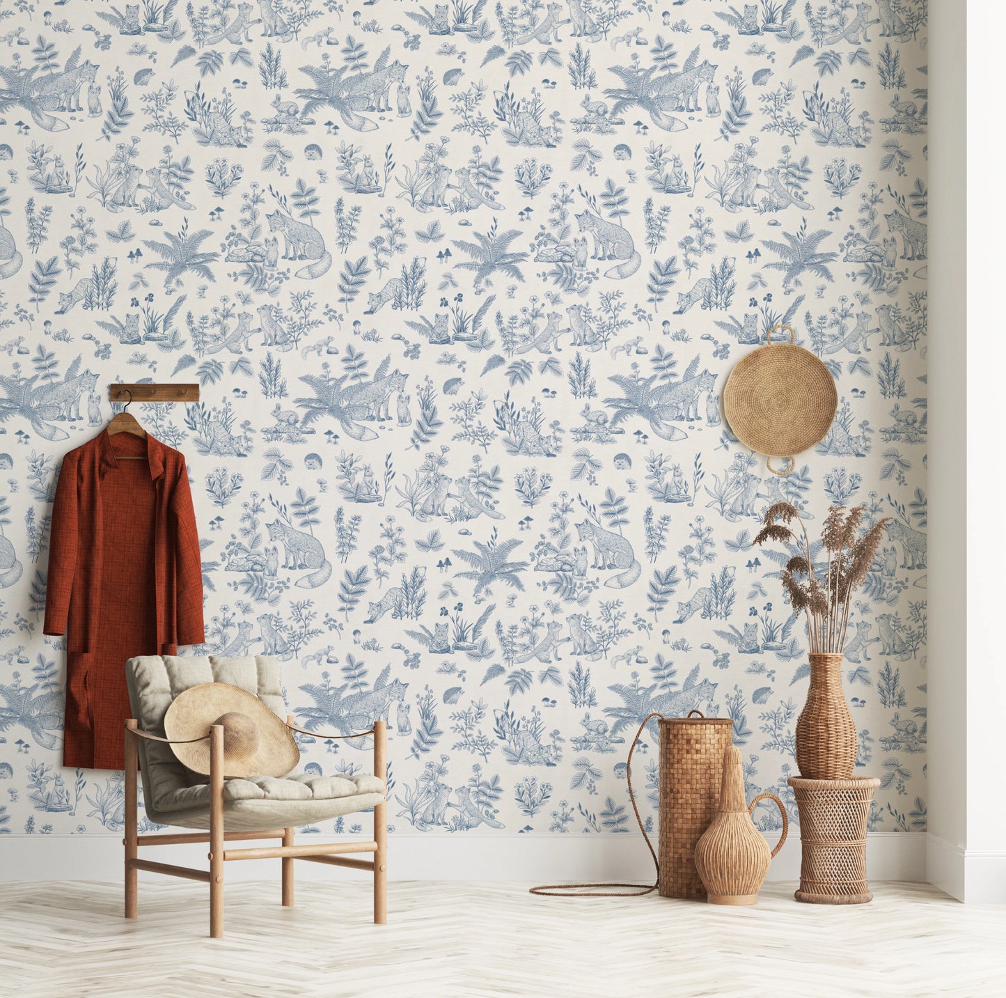 Enchanted Woodland Friends Sketch Wall Mural Wallpaper⁠